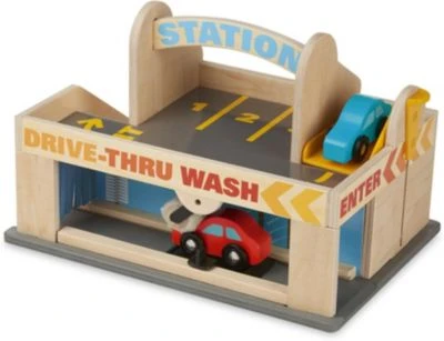 Melissa & Doug Parkhaus Mit Tankstelle Und Waschanlage Aus Holz – Bild 3