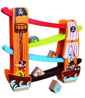 Lelin Holzspielzeug Kugelbahn / Rollbahn Pirat