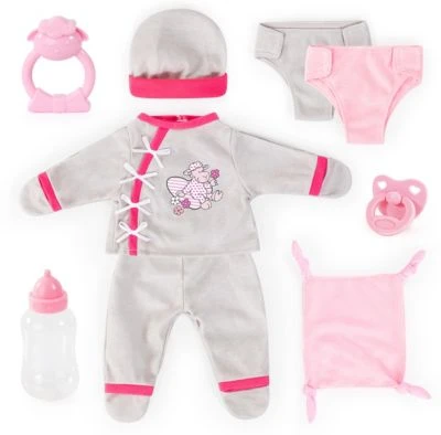 Deluxe Puppenkleidung Set 9-tlg. Grau/pink Von Bayer, 40-46 Cm – Bild 2