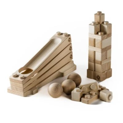 Baumkinder Kugelbahn Holz Ab 1 Jahr Und Stapelturm In Einem Holzspielzeug Vereint - Mini ( 32 Teile) – Bild 2
