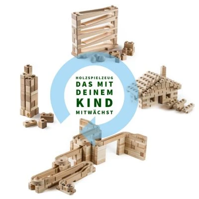 Baumkinder Kugelbahn Holz Ab 1 Jahr Und Stapelturm In Einem Holzspielzeug Vereint - Mini ( 32 Teile) – Bild 5